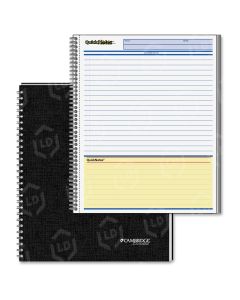 Mead QuickNotes One Subject Action Planner - 8.50" x 11" - 160 Page- Linen Cover - Black